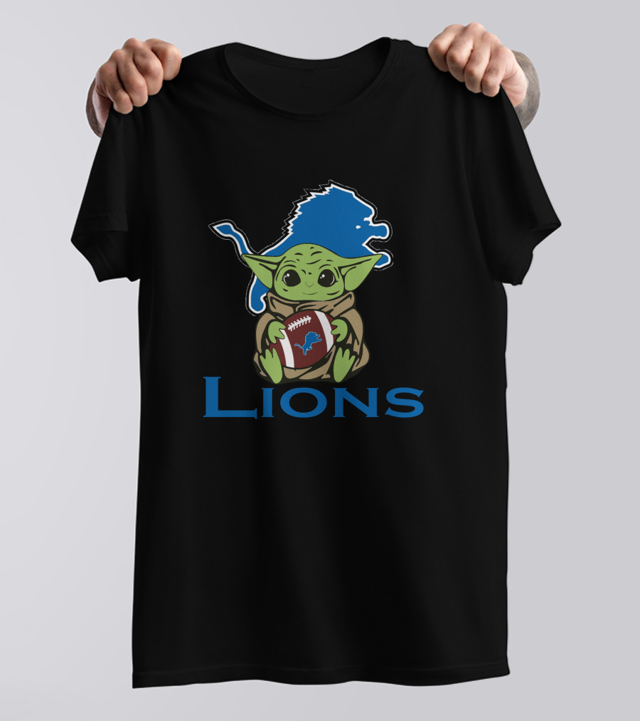 Lions Baby Yoda Football Star Wars Fan T-Shirt