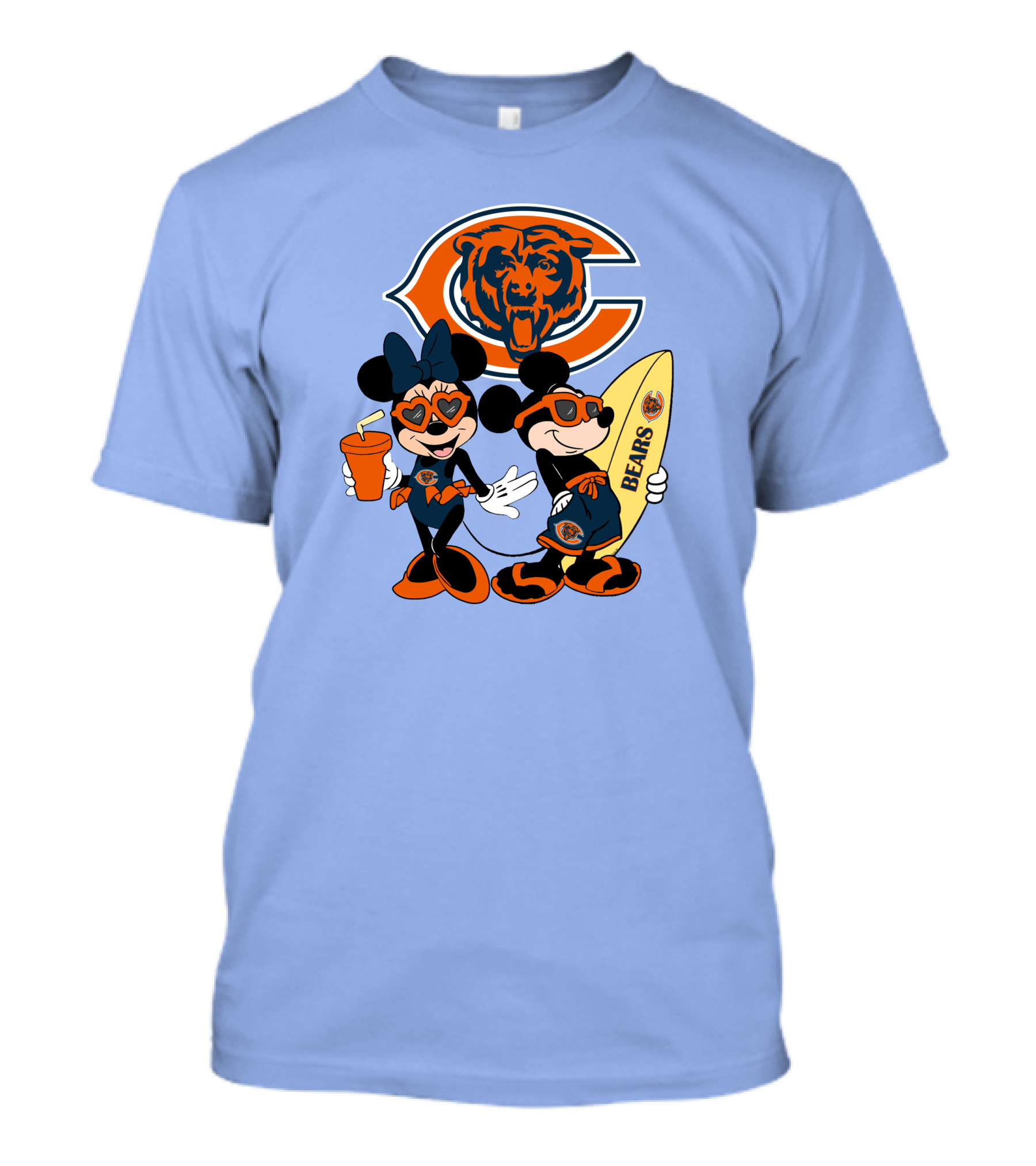 Bears Mickey Happy Vacation Chicago Football Theme Minnie And Mickey Beach Fun T-Shirt