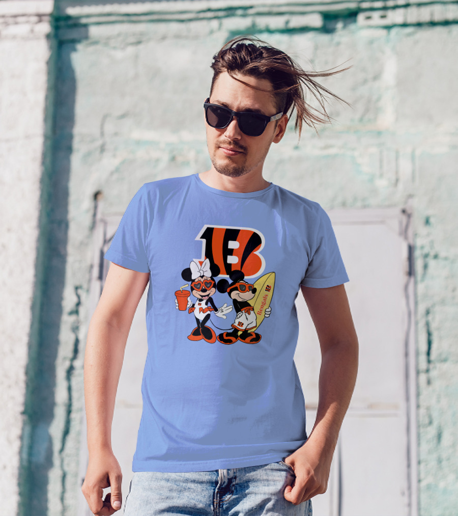 Bengals Mickey And Minnie Vacation Surfer Adventure T-Shirt
