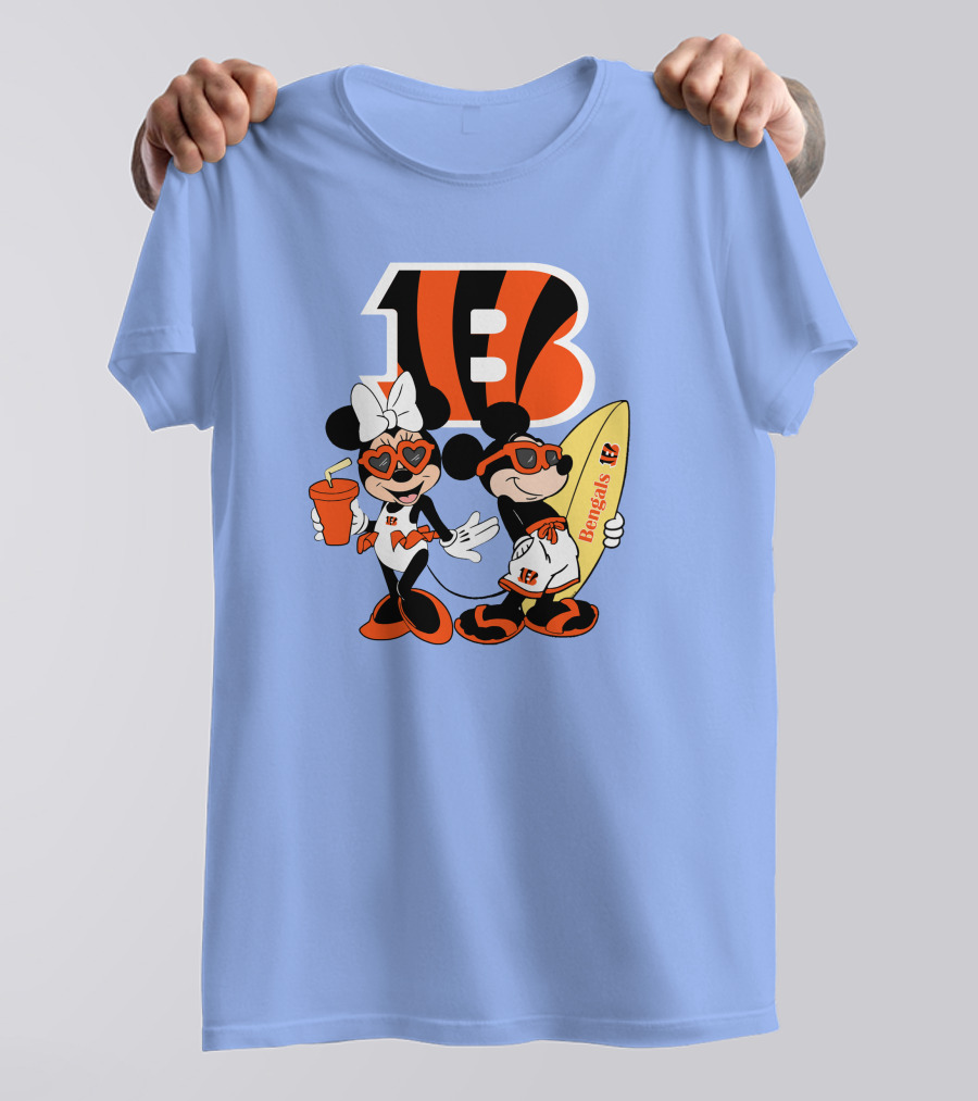 Bengals Mickey And Minnie Vacation Surfer Adventure T-Shirt