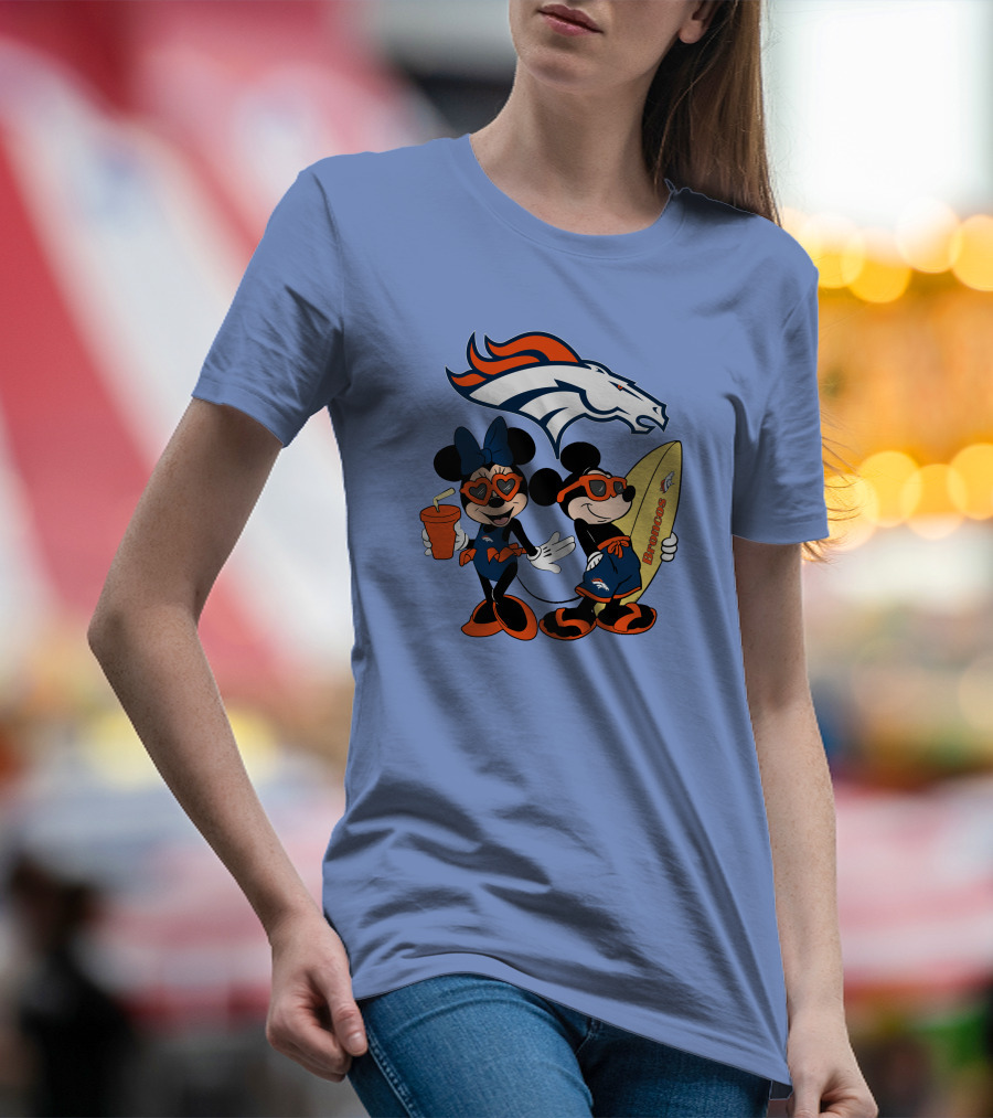 Broncos Mickey Minnie Vacation Surfing Adventure T-Shirt