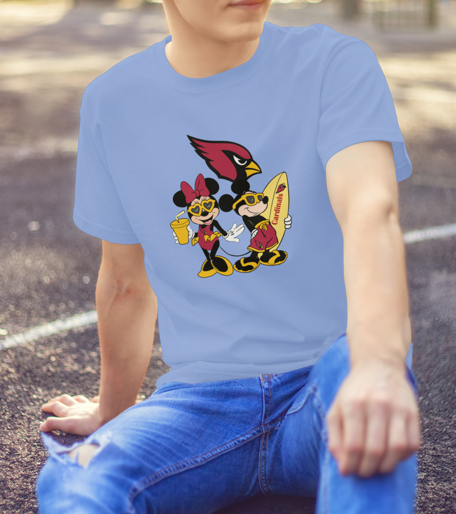 Cardinals Mickey Happy Vacation Surfboarding Fun T-Shirt