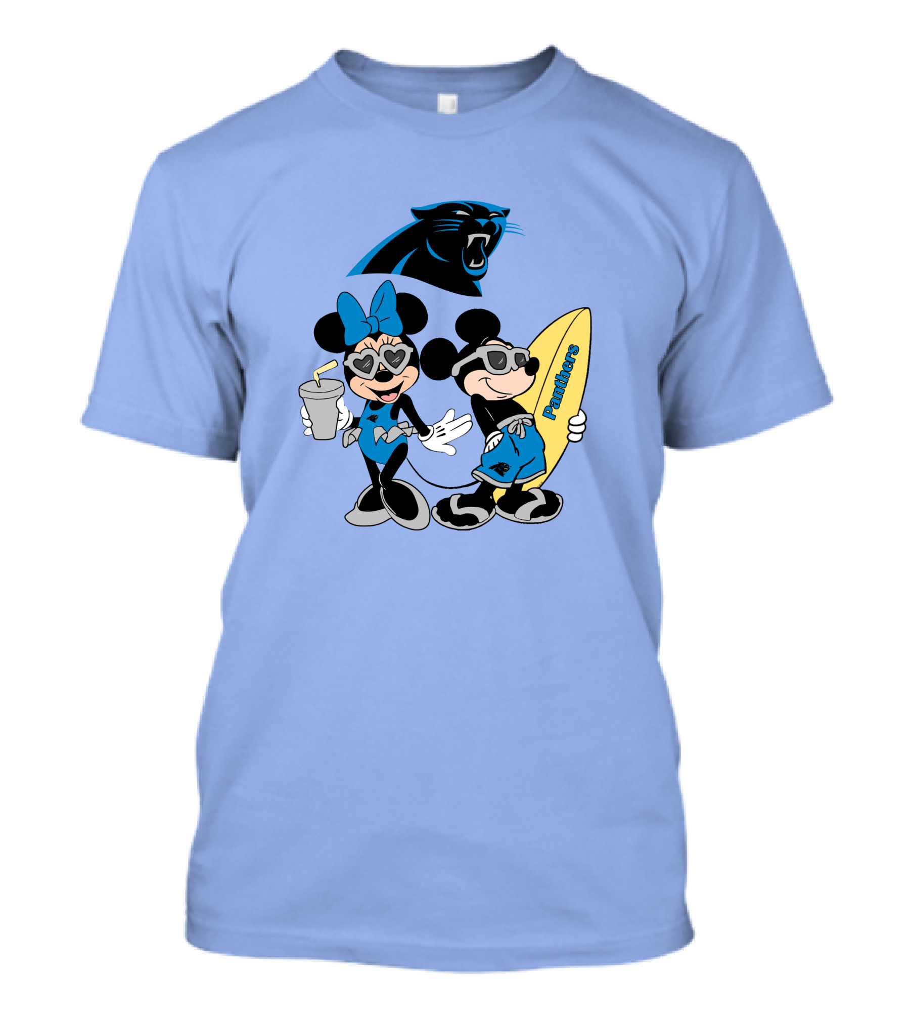 Mickey And Minnie Panthers Surfing Vacation T-Shirt