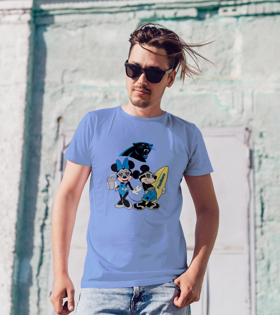 Mickey And Minnie Panthers Surfing Vacation T-Shirt