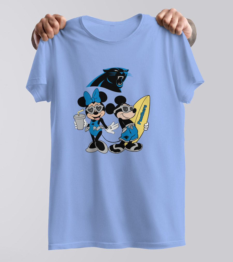 Mickey And Minnie Panthers Surfing Vacation T-Shirt
