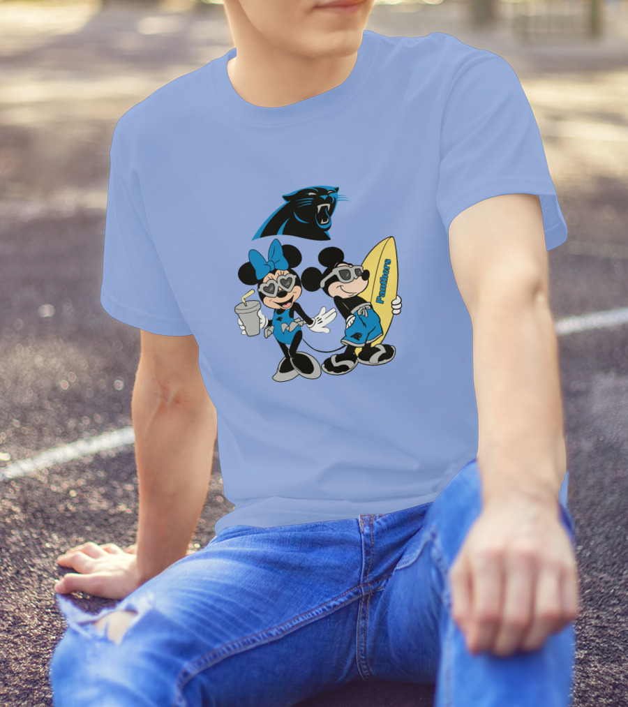 Mickey And Minnie Panthers Surfing Vacation T-Shirt