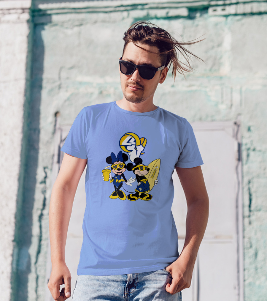 Rams Mickey Happy Vacation Football Surf Adventure T-Shirt