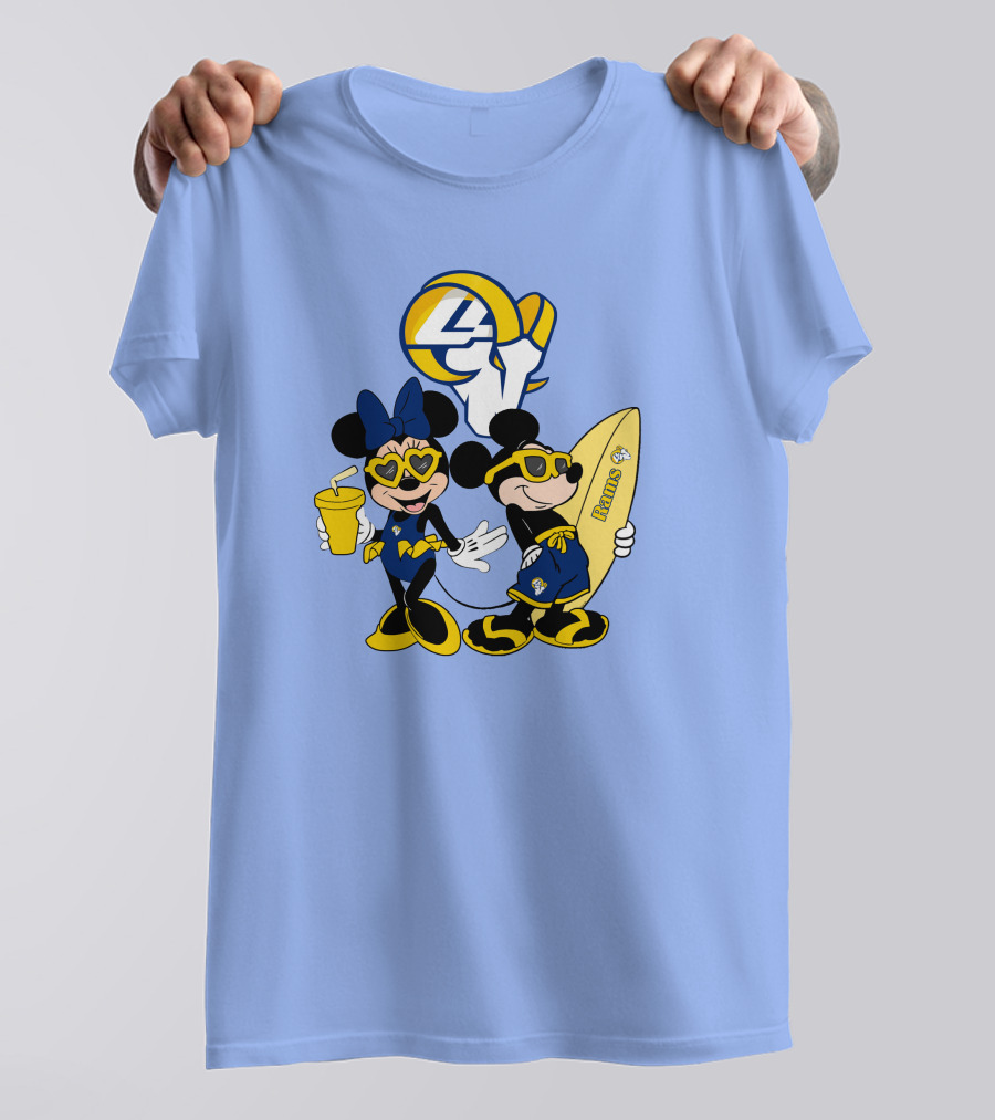 Rams Mickey Happy Vacation Football Surf Adventure T-Shirt
