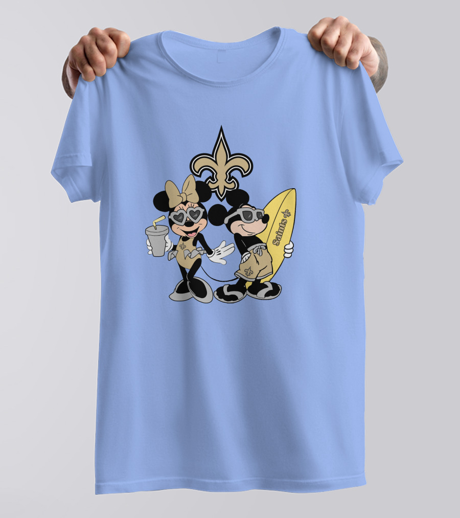 Saints Mickey Happy Vacation Fleur-De-Lis Surfboard T-Shirt