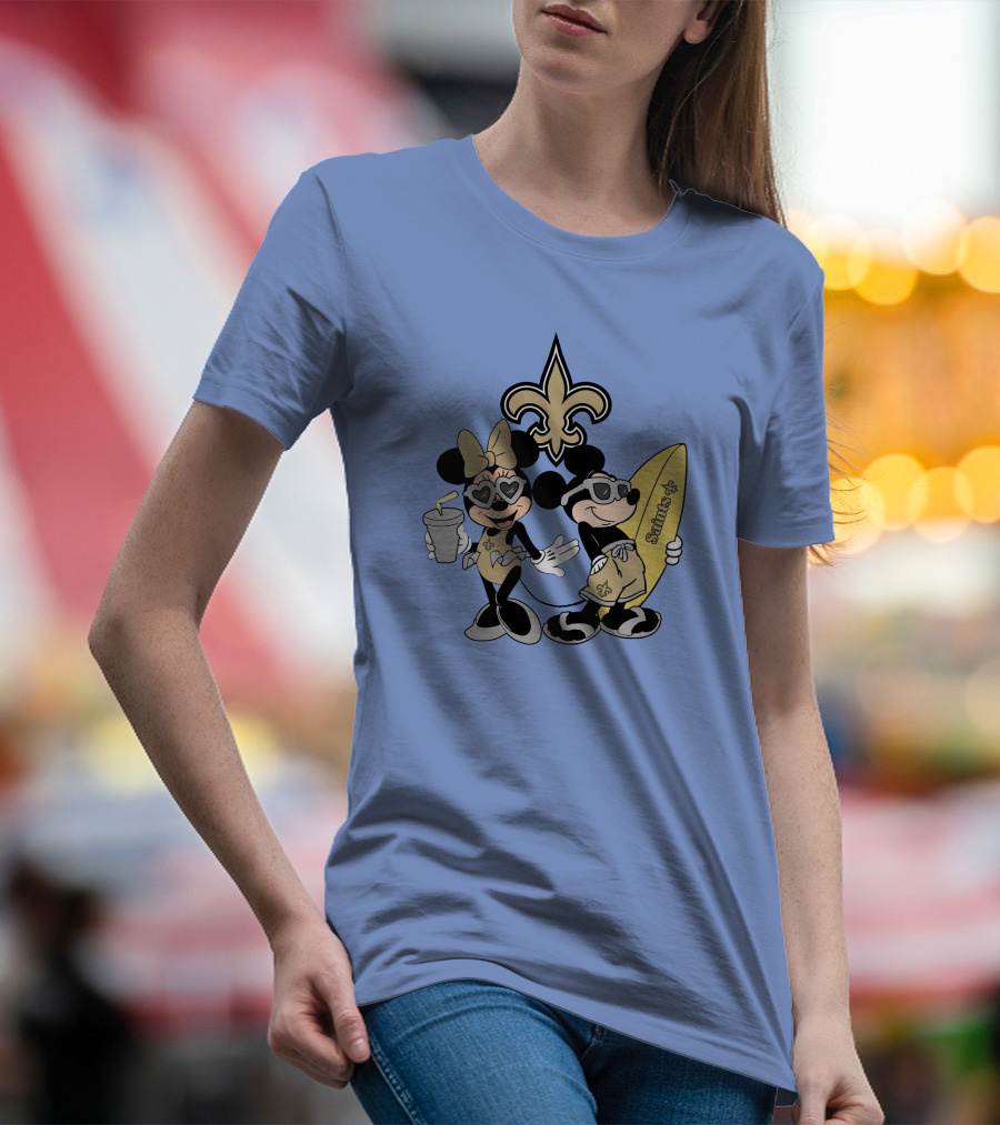 Saints Mickey Happy Vacation Fleur-De-Lis Surfboard T-Shirt