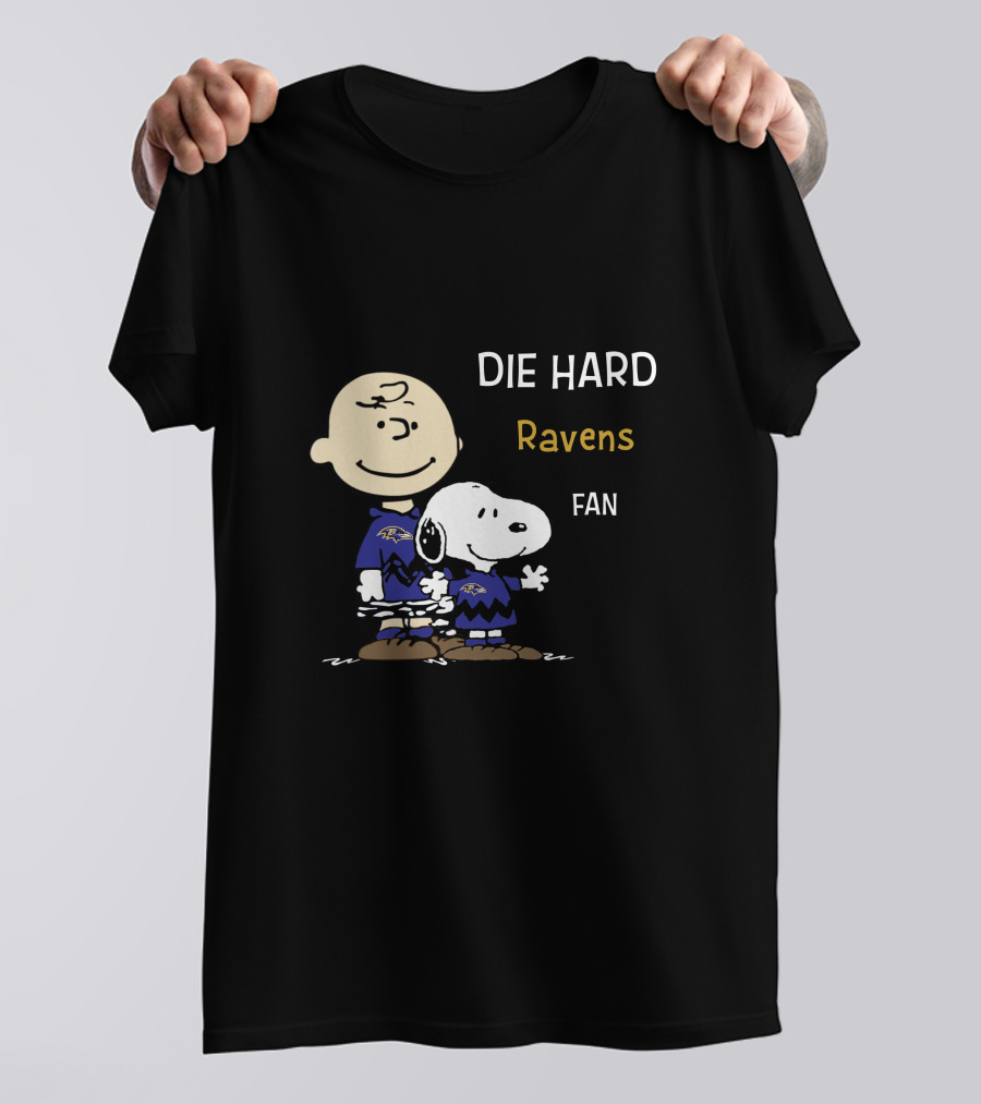 DIE HARD Baltimore Ravens Fan Snoopy Charlie Brown T-Shirt