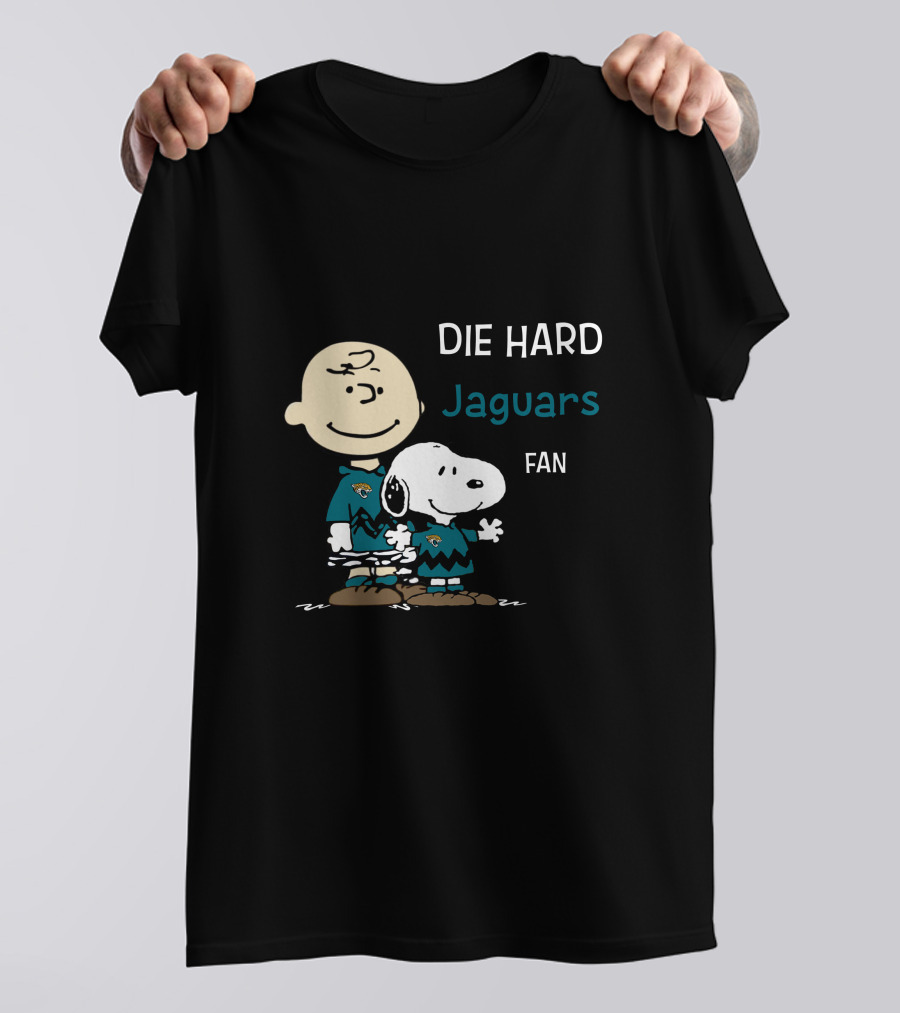 Die Hard Jaguars Fan Snoopy And Charlie Brown Fan Gear T-Shirt