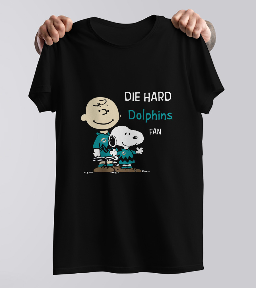 Die Hard Dolphins Fan Snoopy And Charlie Brown T-Shirt