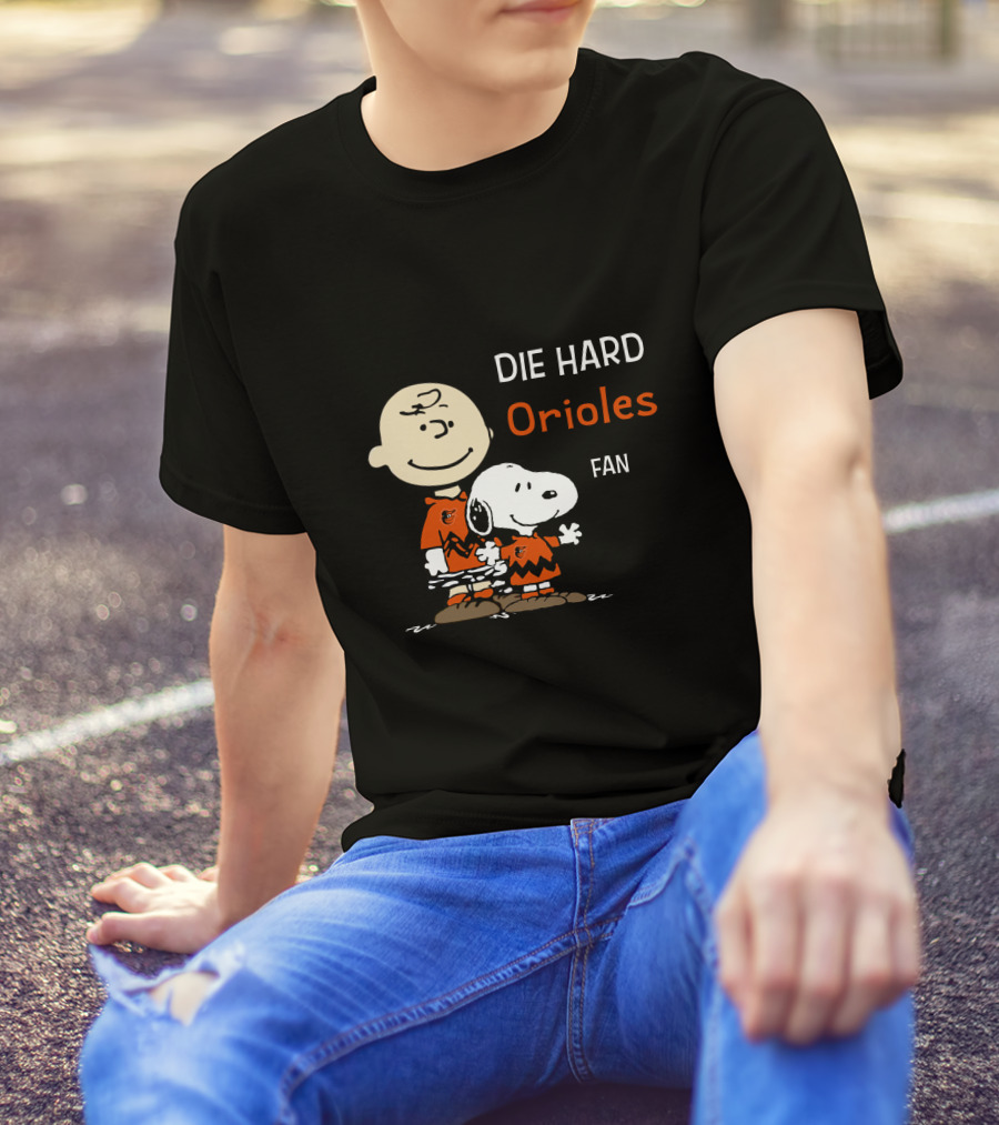 Die Hard Orioles Fan Snoopy Charlie Brown T-Shirt