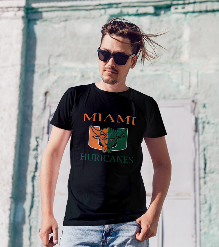 Miami Hurricanes U Logo Bull Head T-Shirt