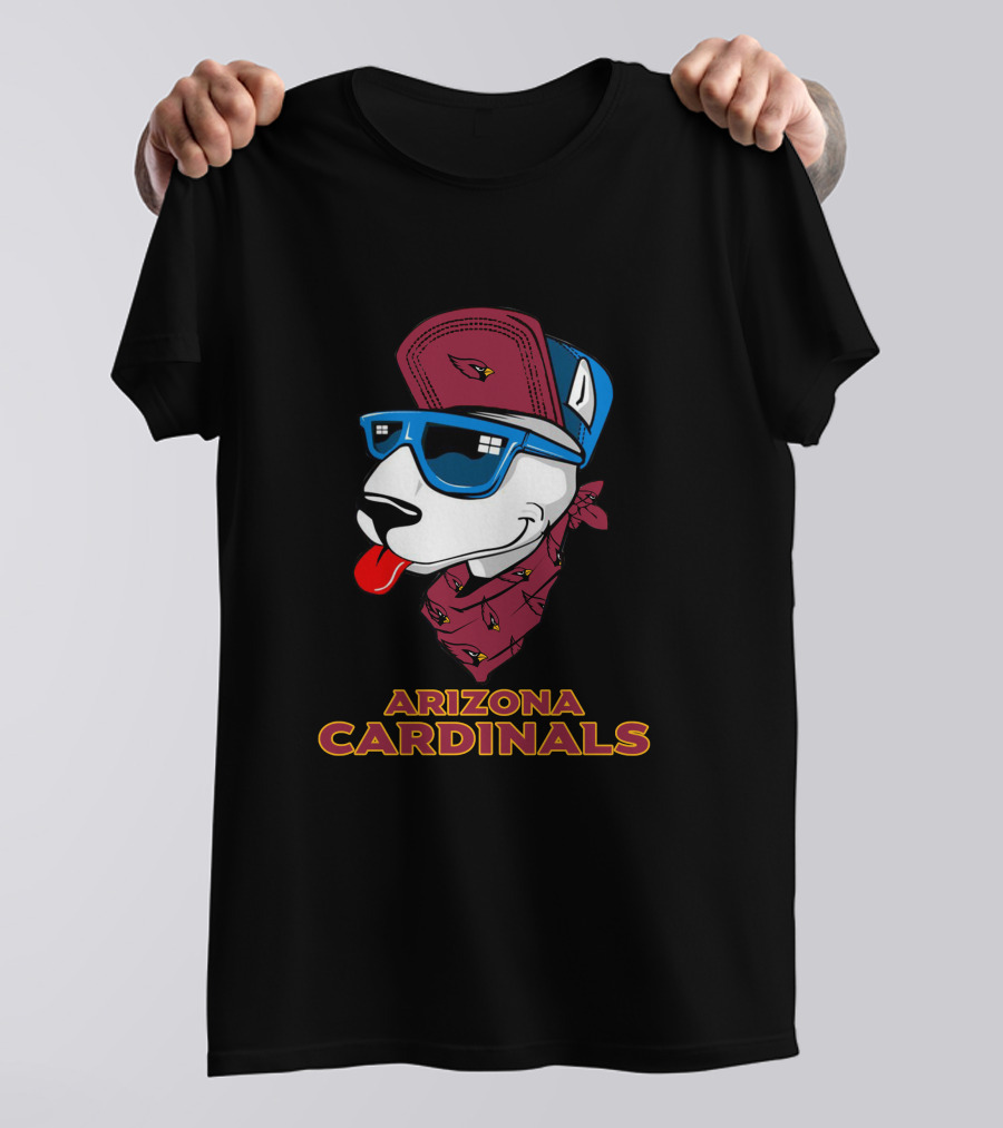 Arizona Cardinals Bull Terrier Wearing Sunglasses And Bandana T-Shirt