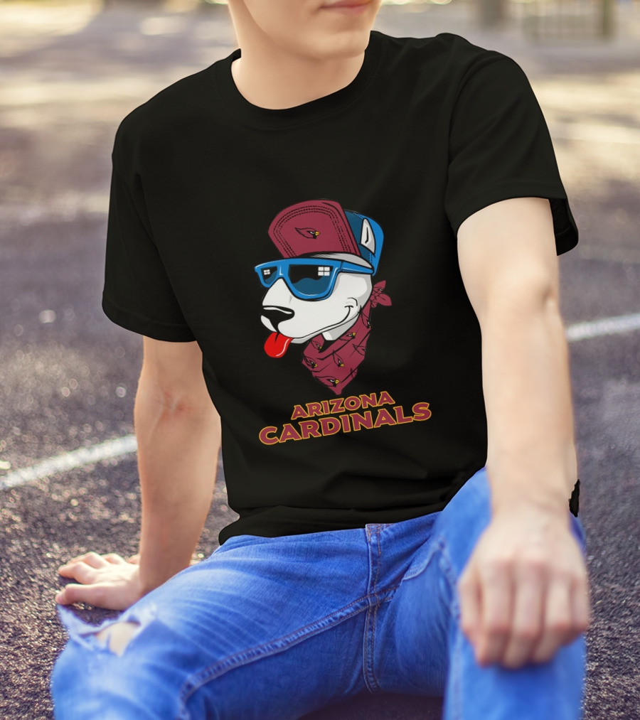 Arizona Cardinals Bull Terrier Wearing Sunglasses And Bandana T-Shirt