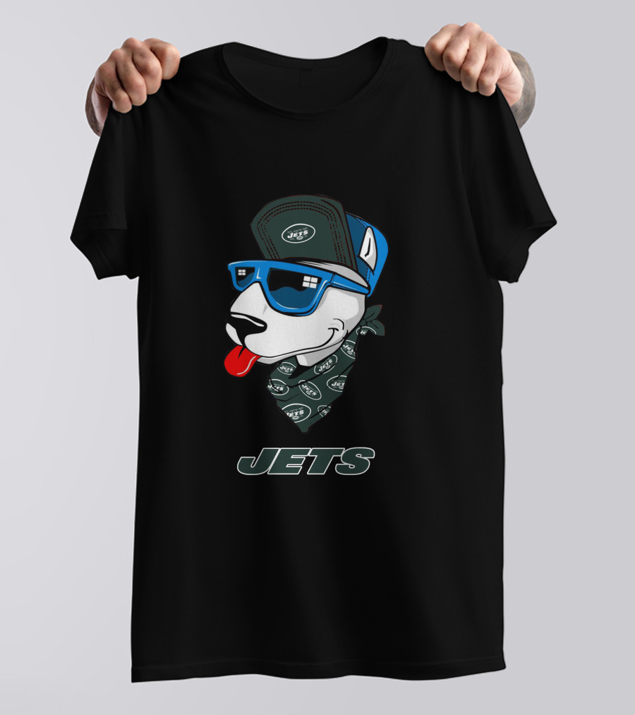 Jets Bull Terrier With Bandana And Sunglasses T-Shirt