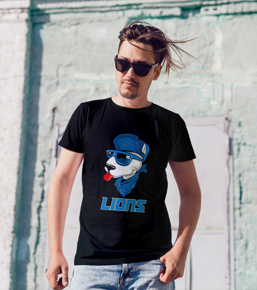 Lions Cool Bull Terrier With Hat And Sunglasses T-Shirt