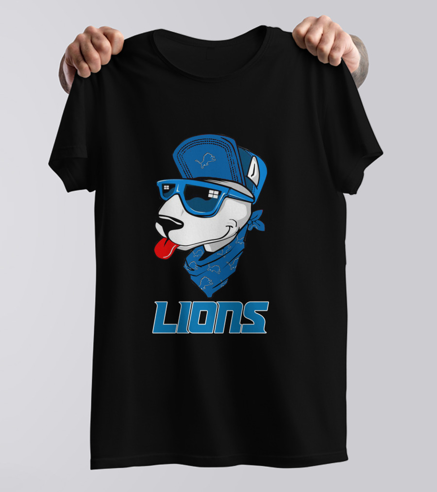 Lions Cool Bull Terrier With Hat And Sunglasses T-Shirt