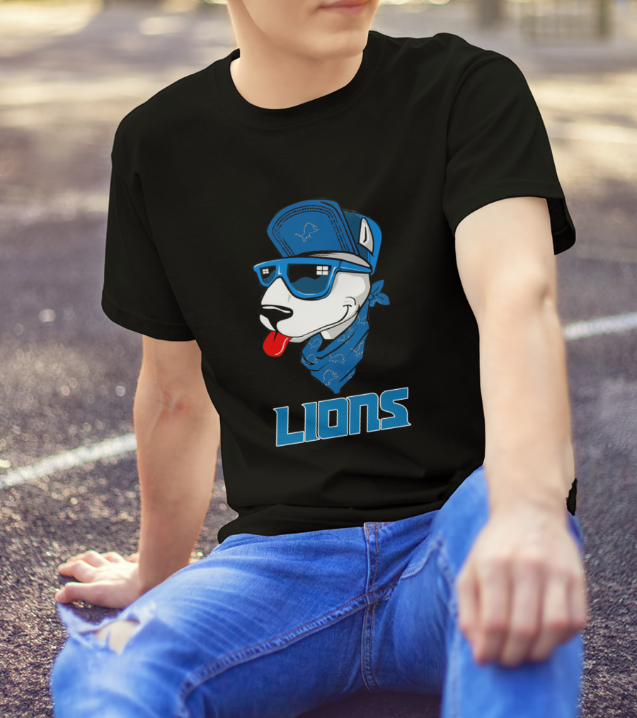Lions Cool Bull Terrier With Hat And Sunglasses T-Shirt