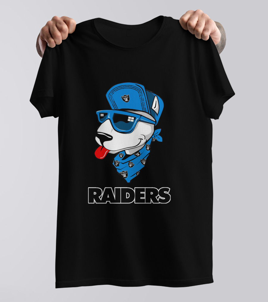 Raiders Bull Terrier Cool Blue Bandana And Cap T-Shirt