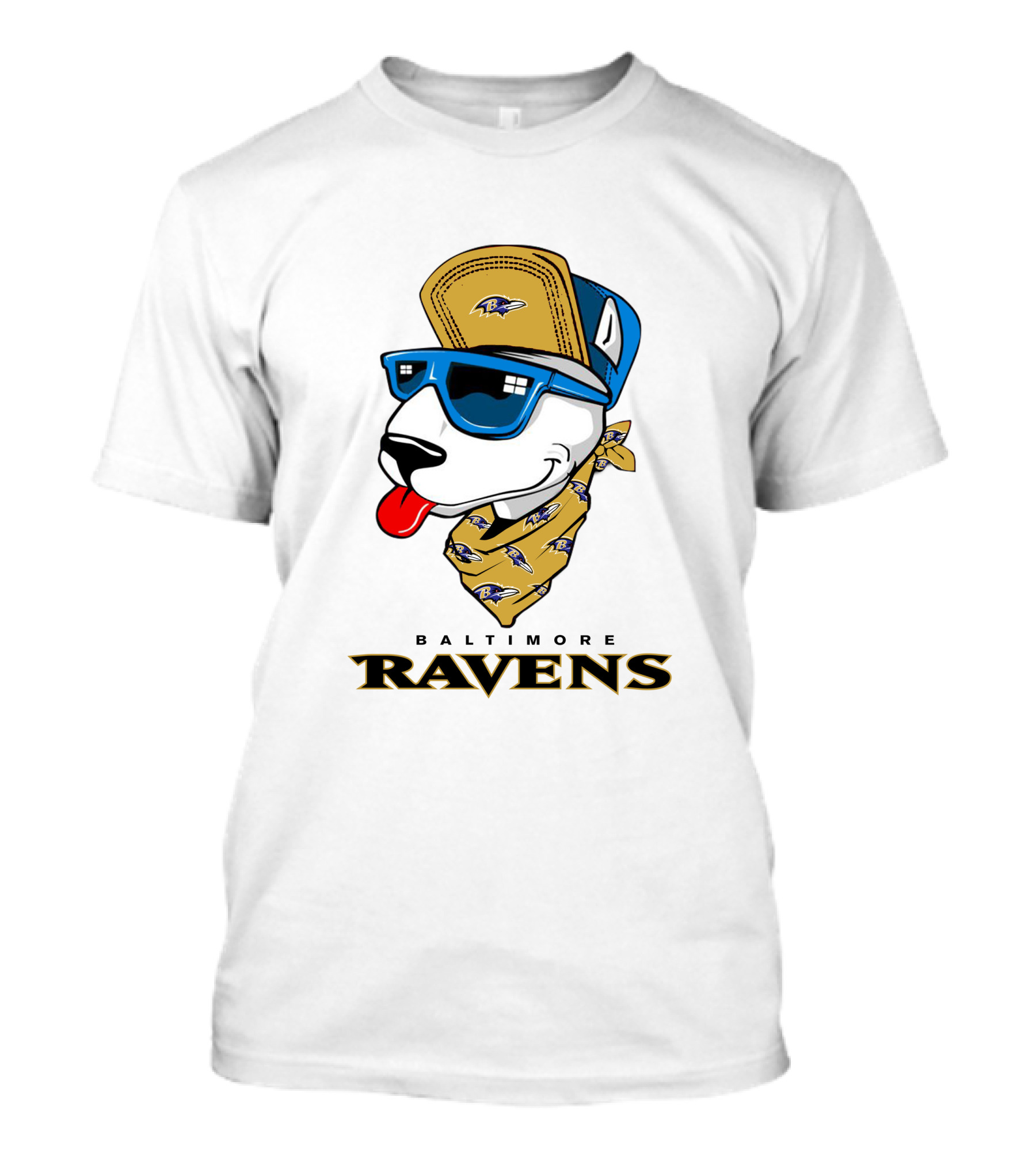 Baltimore Ravens Bull Terrier Bandana Mascot T-Shirt