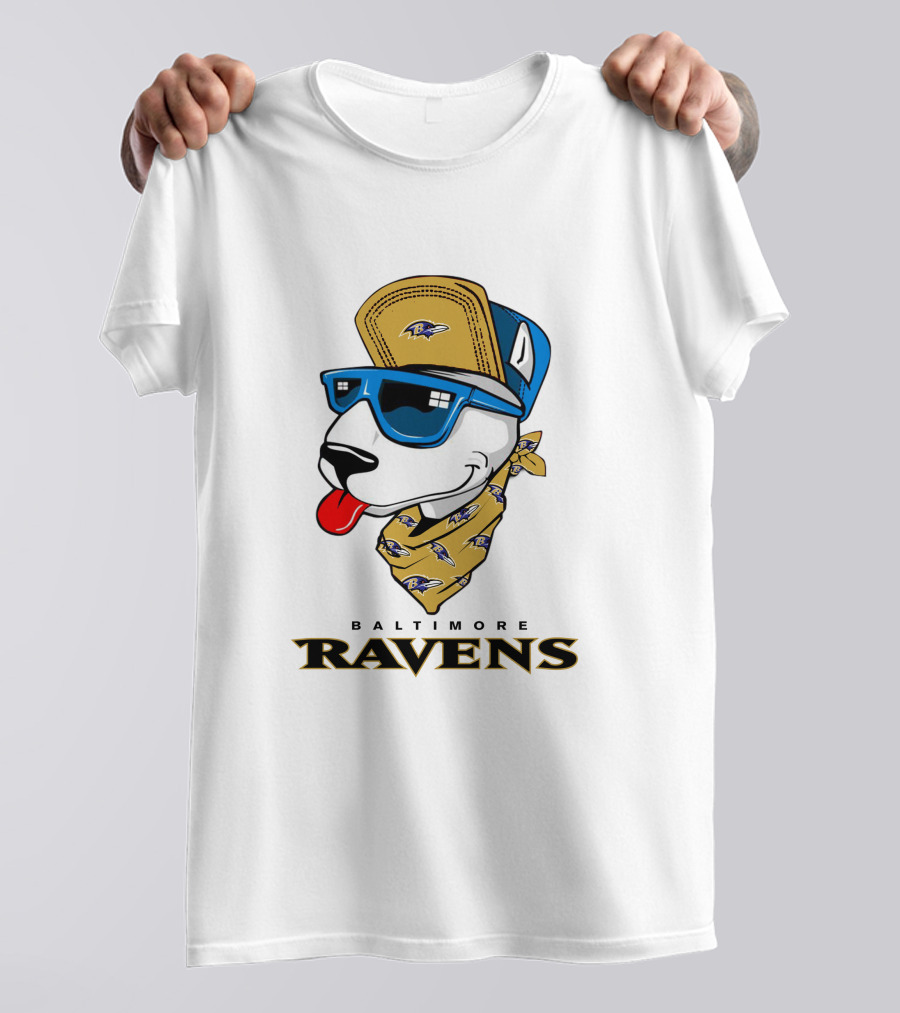Baltimore Ravens Bull Terrier Bandana Mascot T-Shirt