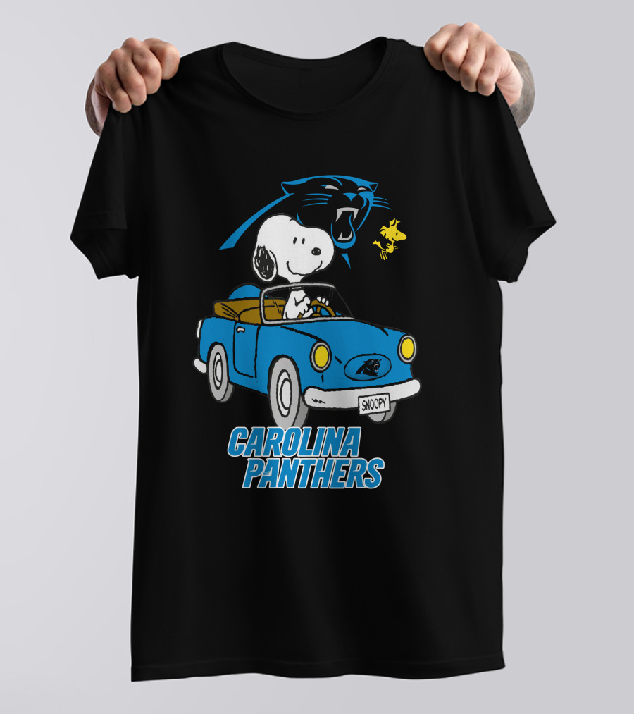 Carolina Panthers Snoopy Driving Adventure T-Shirt