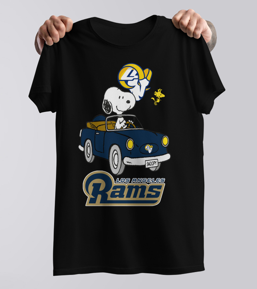 Los Angeles Rams Snoopy Driving With Woodstock T-Shirt