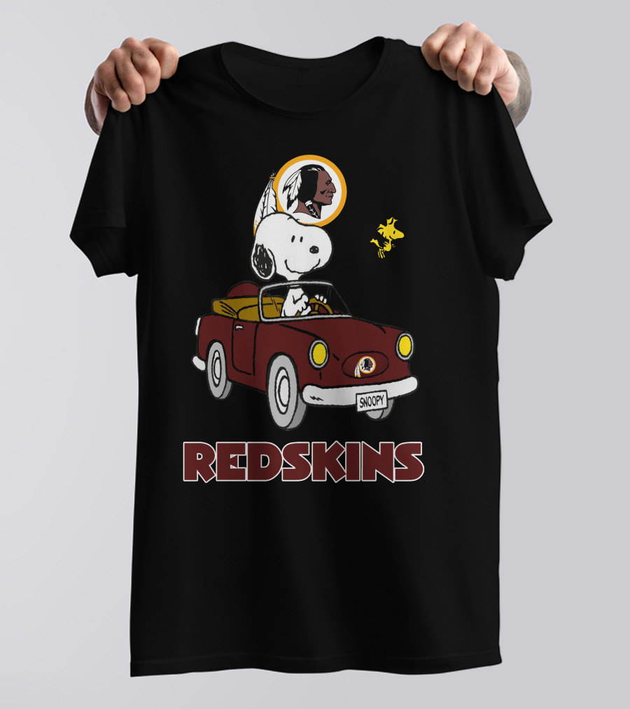 Snoopy Redskins Car Ride With Woodstock T-Shirt