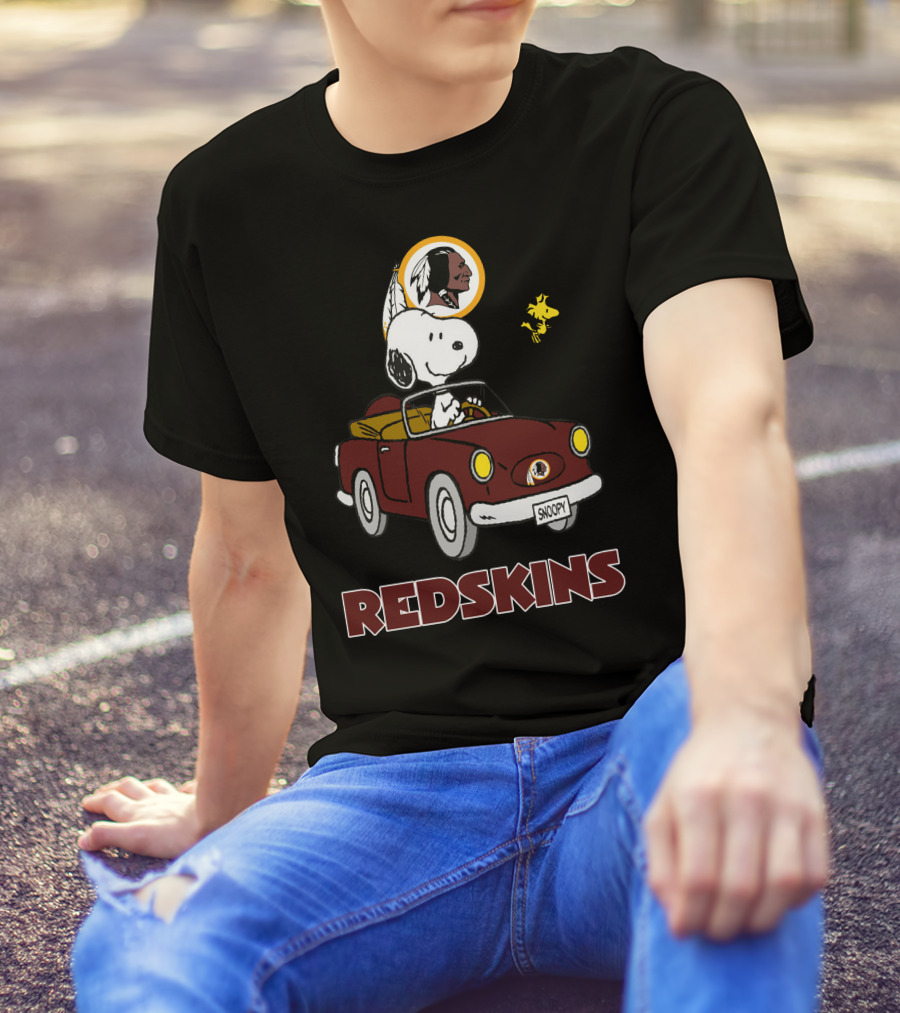 Snoopy Redskins Car Ride With Woodstock T-Shirt