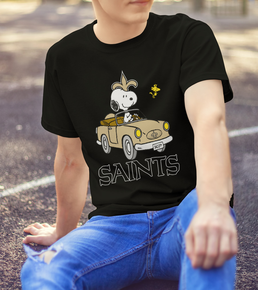 Saints Snoopy And Woodstock Driving Adventure T-Shirt
