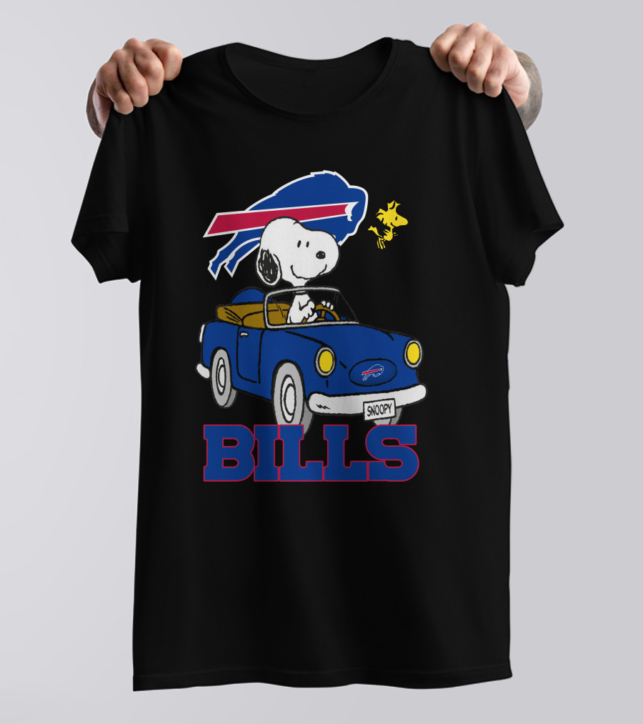 Buffalo Bills Snoopy Driving Woodstock NFL Peanuts T-Shirt