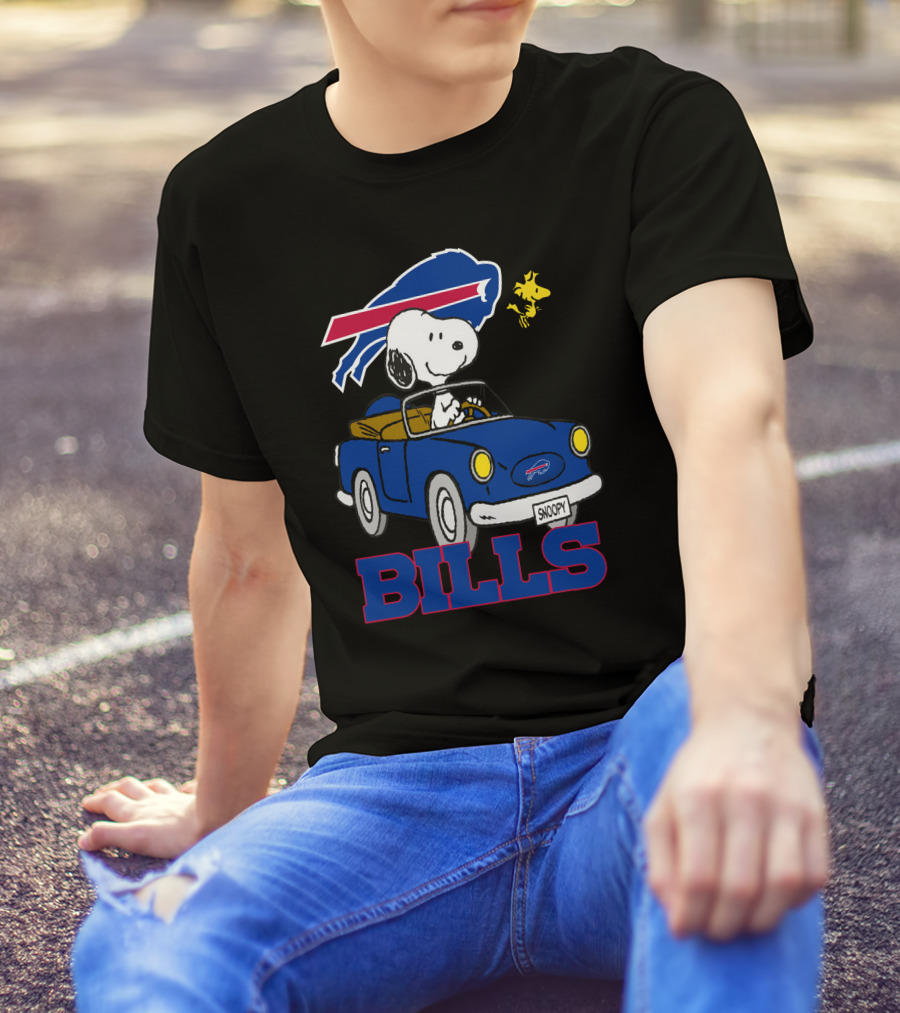 Buffalo Bills Snoopy Driving Woodstock NFL Peanuts T-Shirt