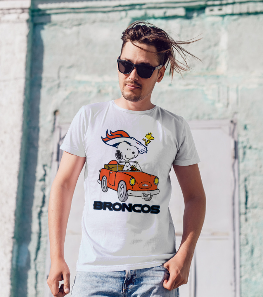 Broncos Snoopy Driving Adventure With Woodstock NFL T-Shirt