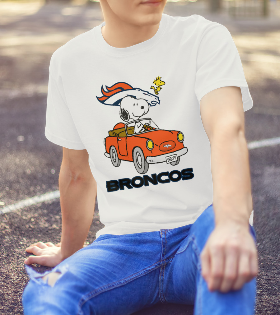 Broncos Snoopy Driving Adventure With Woodstock NFL T-Shirt