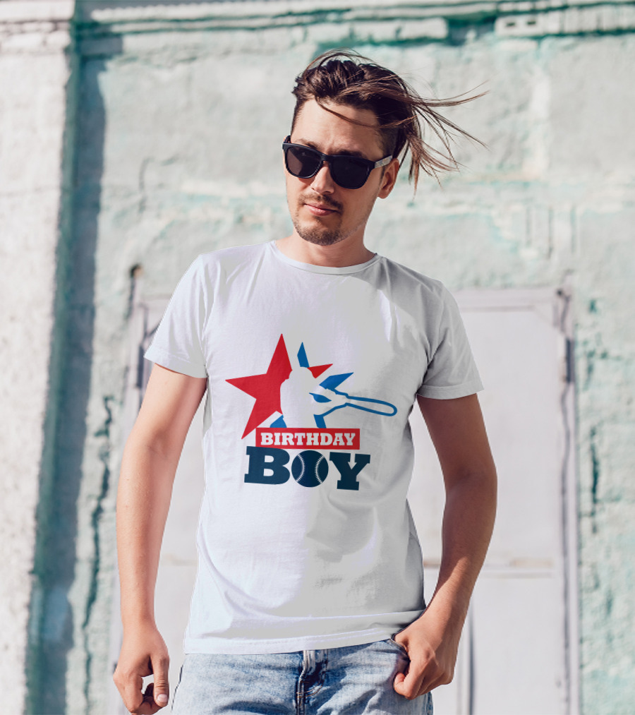 Birthday Boy Baseball Silhouette Star T-Shirt