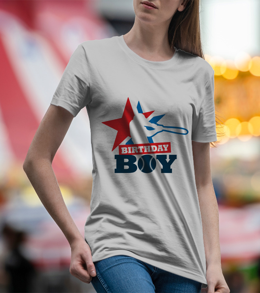 Birthday Boy Baseball Silhouette Star T-Shirt