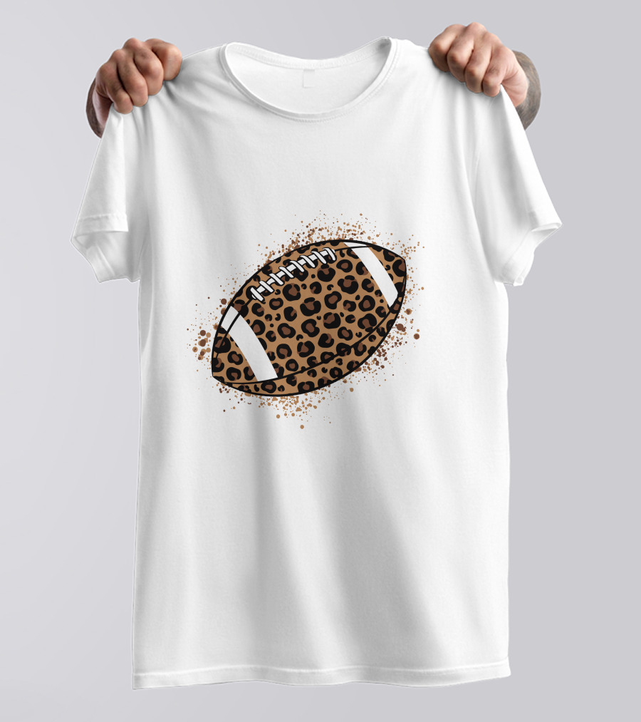 Leopard Print American Football Ball T-Shirt