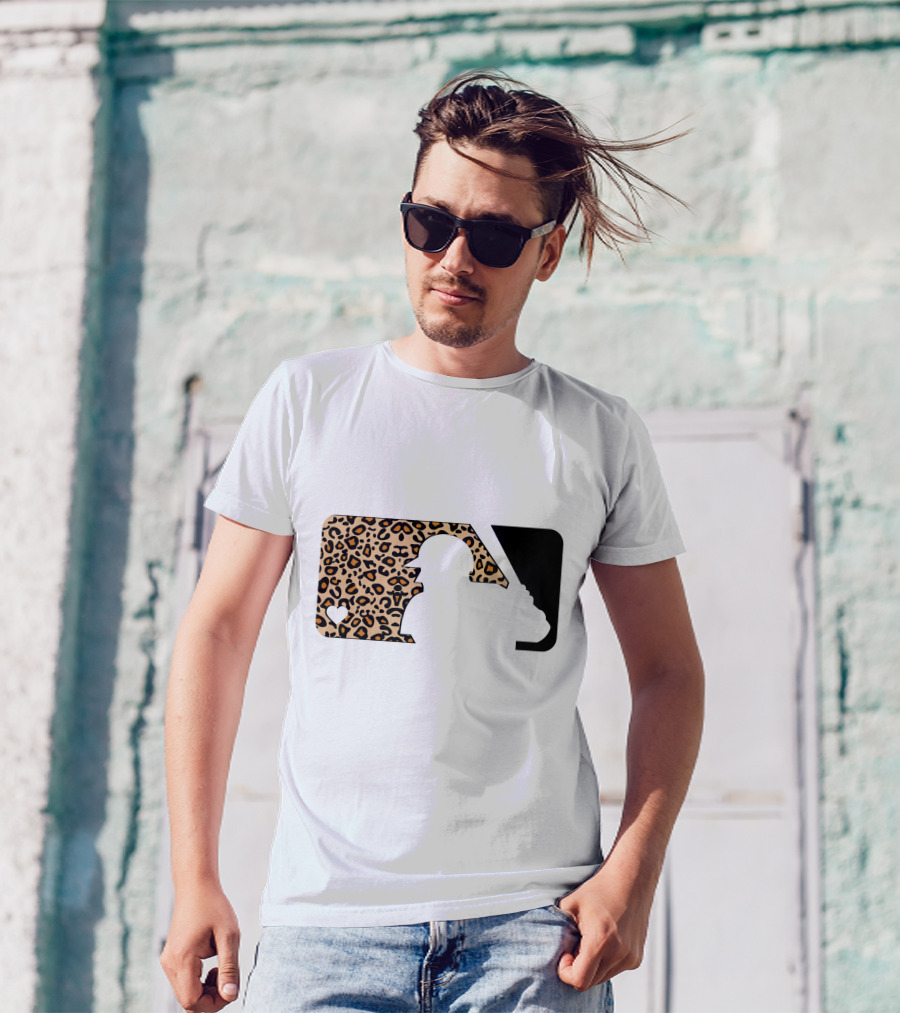 MLB Baseball Leopard Print Batter Silhouette Sublimated T-Shirt