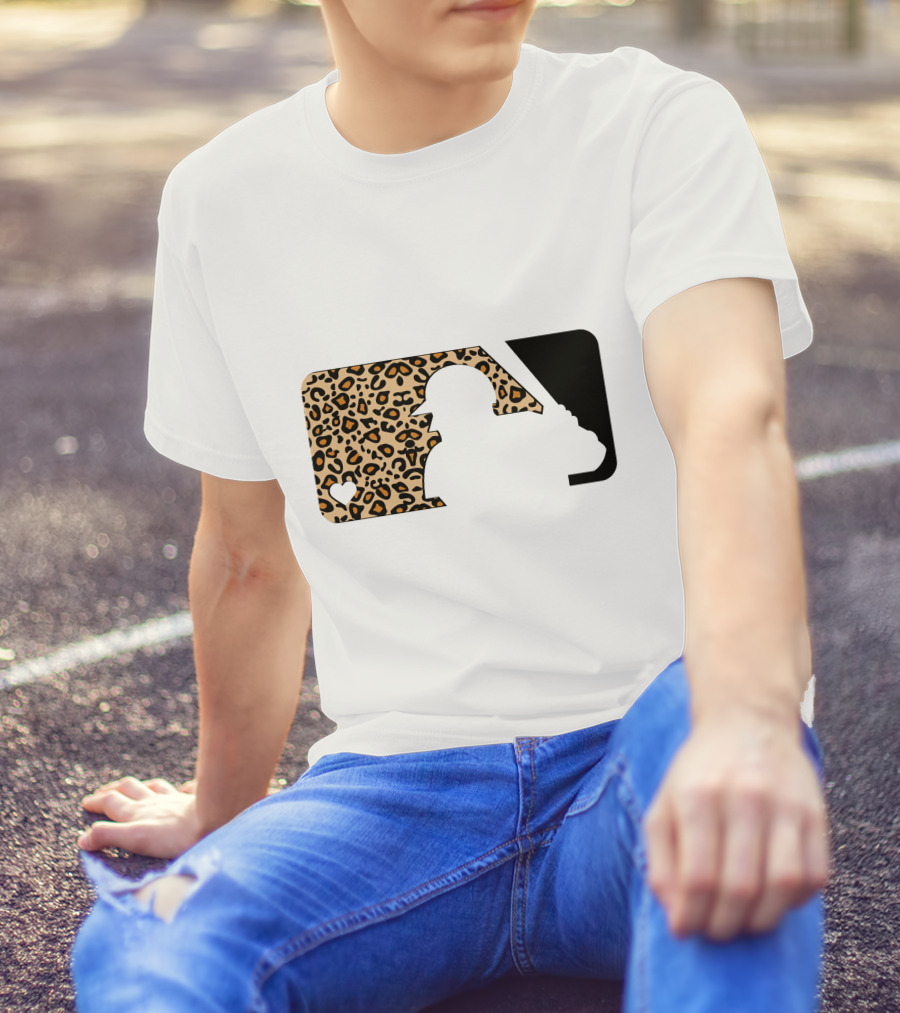 MLB Baseball Leopard Print Batter Silhouette Sublimated T-Shirt