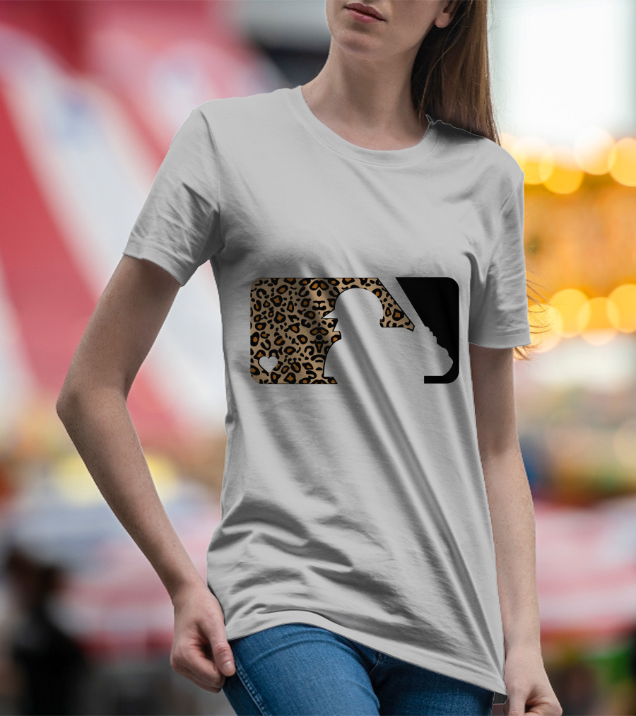 MLB Baseball Leopard Print Batter Silhouette Sublimated T-Shirt