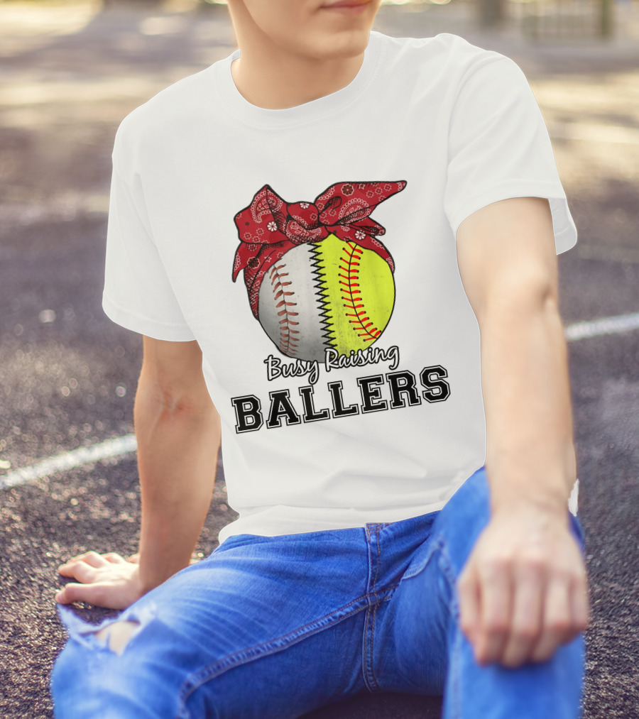 Busy Raising Baseball And Softball Ballers Bandana T-Shirt