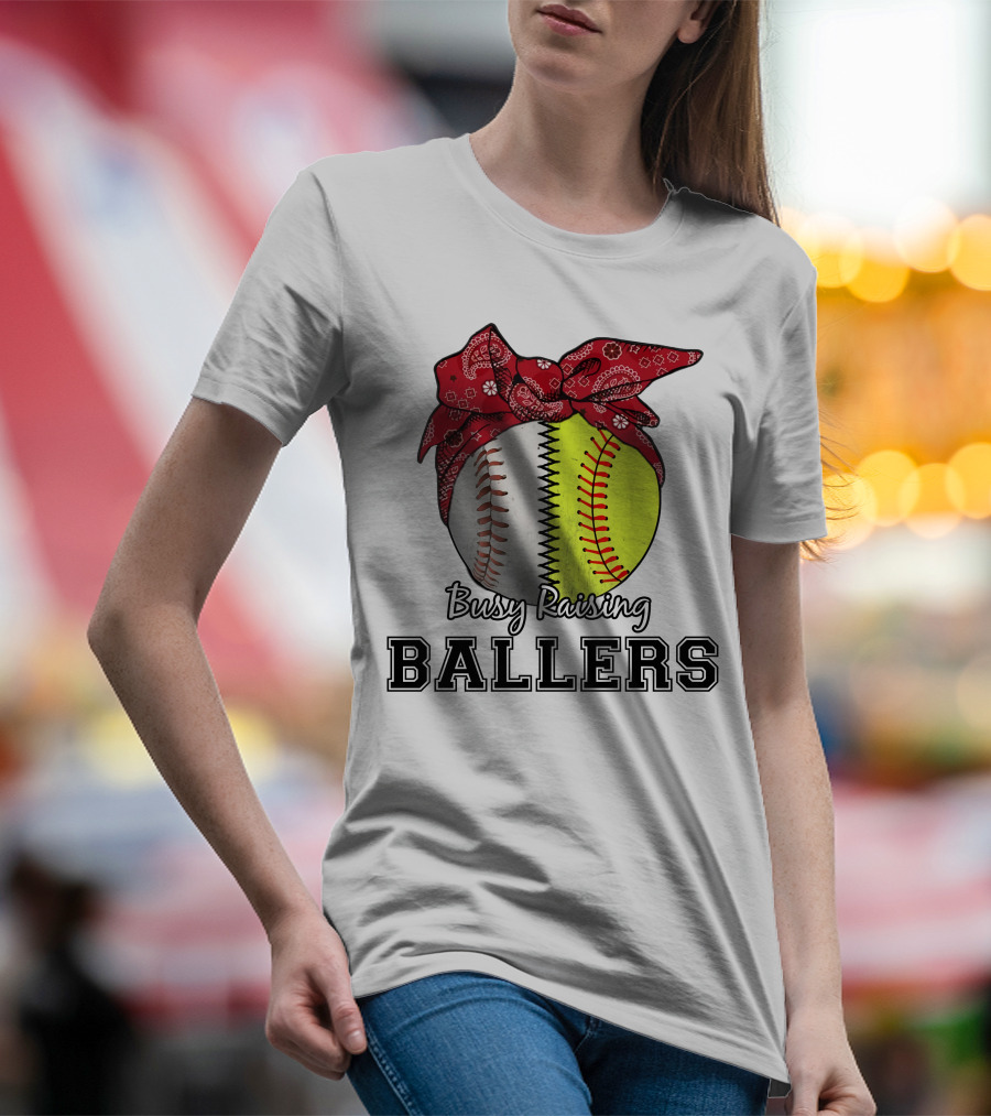 Busy Raising Baseball And Softball Ballers Bandana T-Shirt