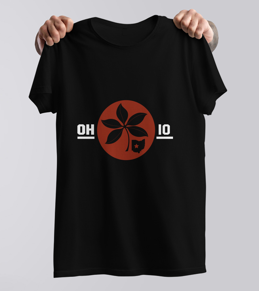Black OH IO Buckeye Leaf Ohio Star T-Shirt