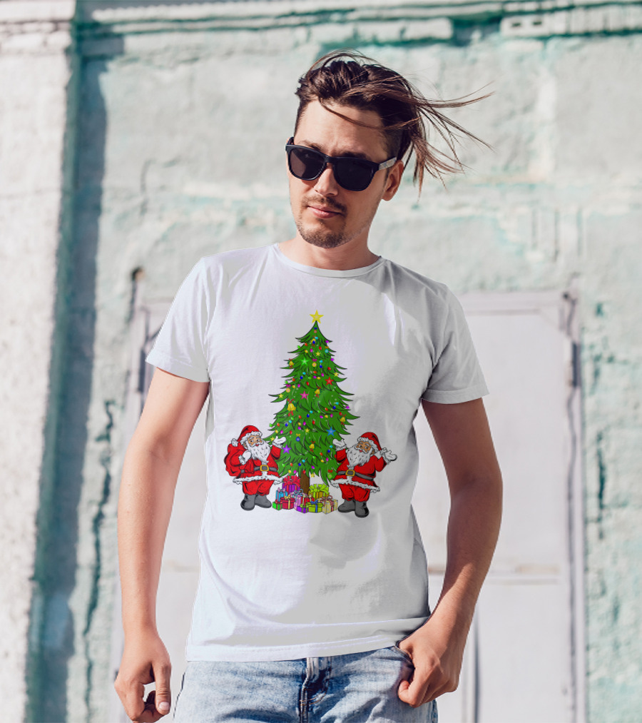 Christmas Tree Santa Claus Presents Holiday Decor T-Shirt