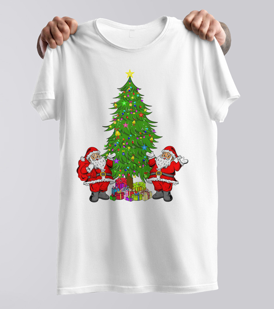 Christmas Tree Santa Claus Presents Holiday Decor T-Shirt