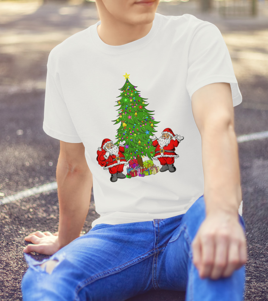 Christmas Tree Santa Claus Presents Holiday Decor T-Shirt