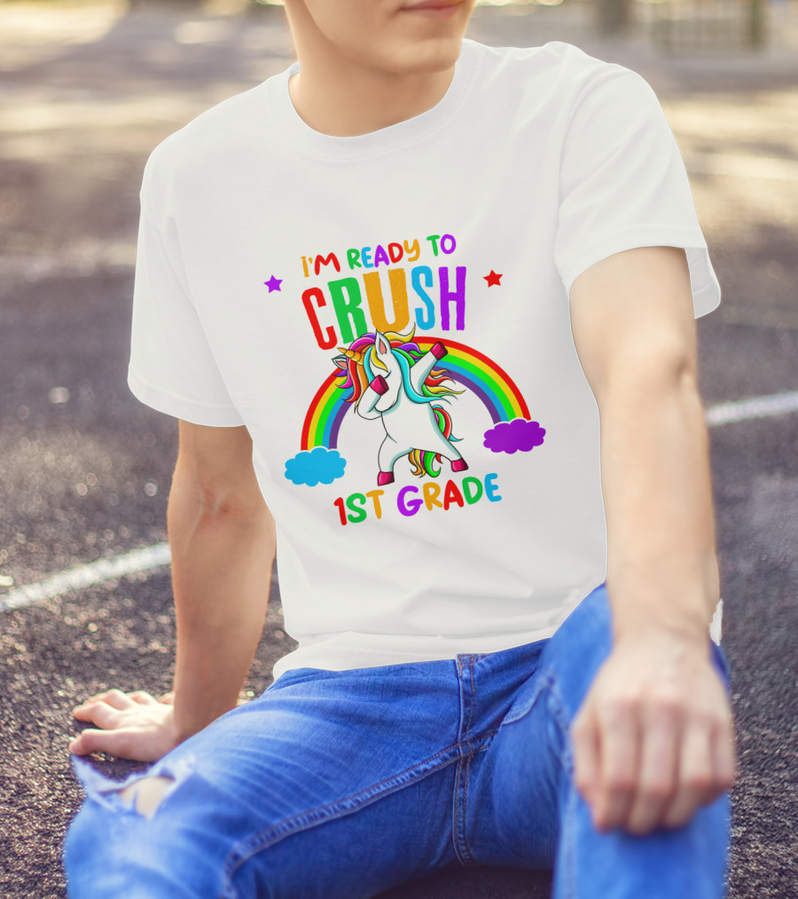 I'm Ready To Crush 1st Grade Rainbow Unicorn Dabbing T-Shirt